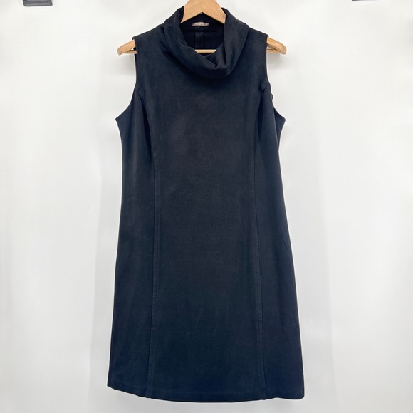 J. McLaughlin Camino Faux Suede Sheath Black Sleeveless Cowl Neck Dress‎ XL - Picture 2 of 9